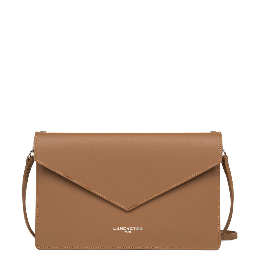 Femme Lancaster Pochette | Pochette En Cuir Pur Et Element City Lancaster Camel In Champagne