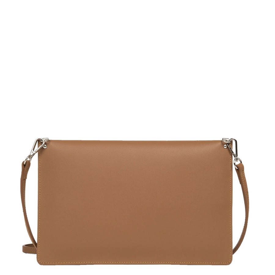 Femme Lancaster Pochette | Pochette En Cuir Pur Et Element City Lancaster Camel In Champagne