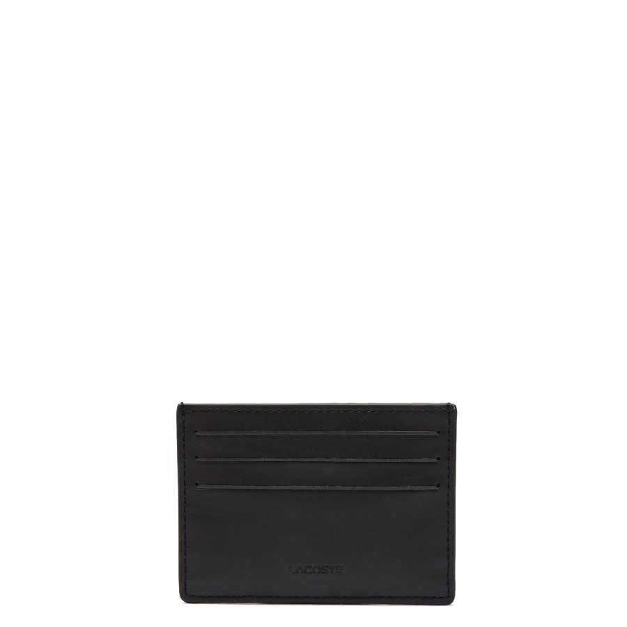 Homme Lacoste Porte Cartes | Porte Cartes En Cuir Nomogramme Lacoste Noir