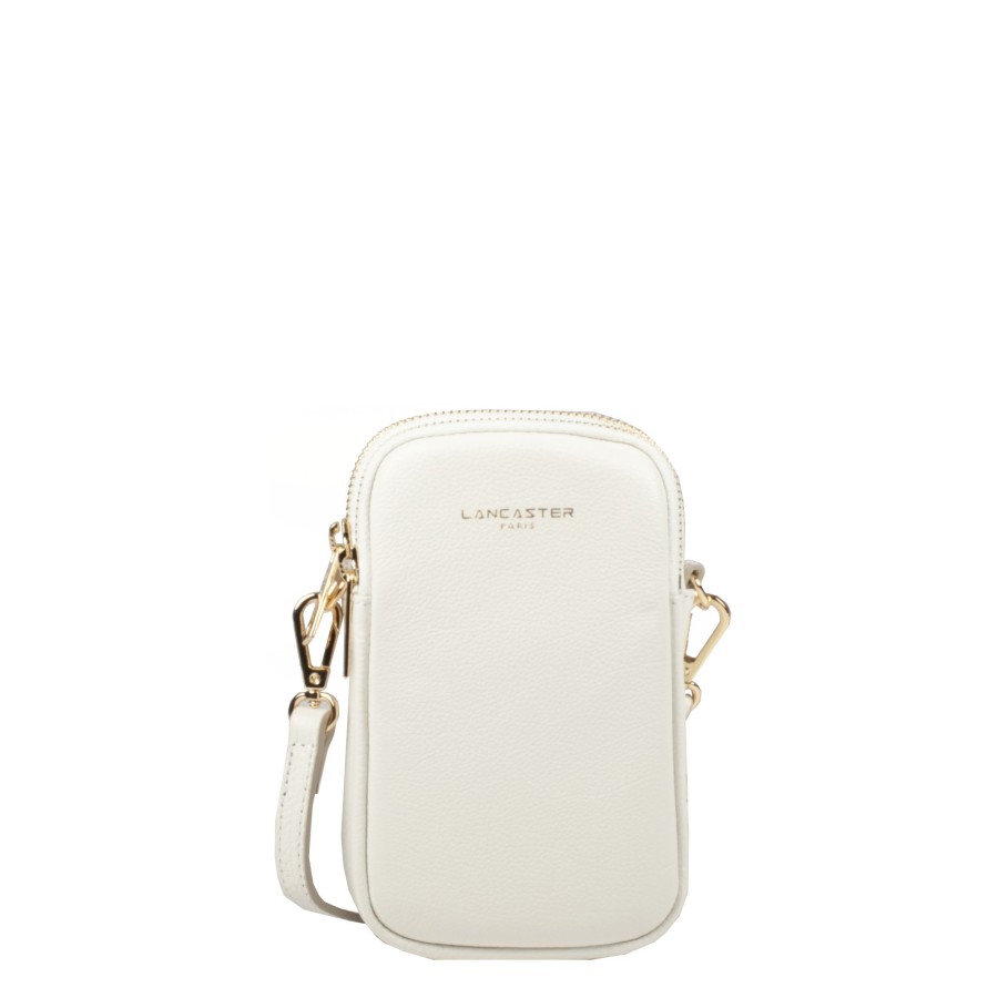 Femme Lancaster Pochette | Pochette Telephone En Cuir Dune Lancaster Blanc