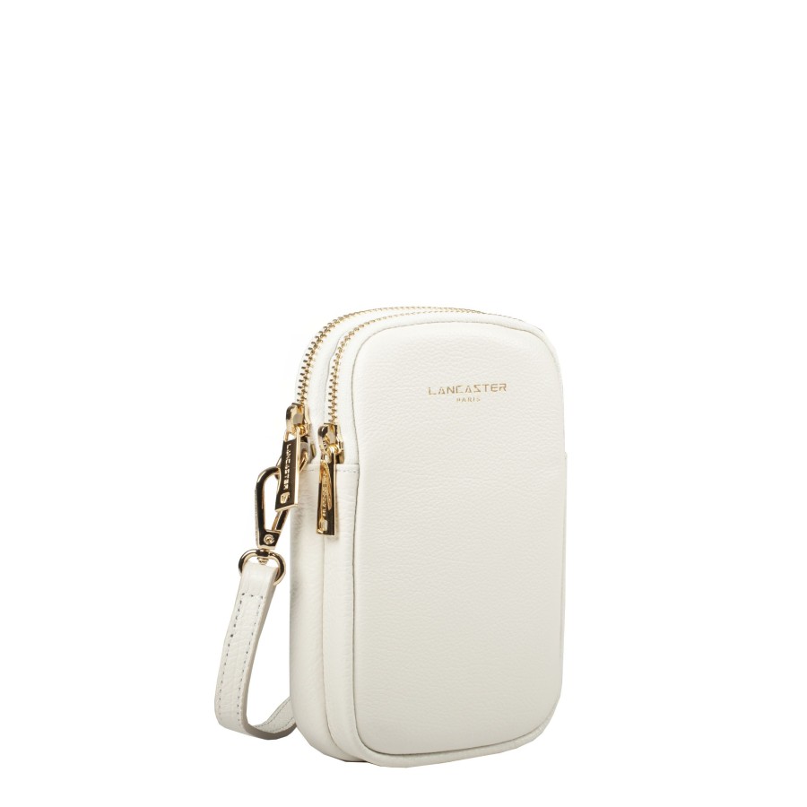 Femme Lancaster Pochette | Pochette Telephone En Cuir Dune Lancaster Blanc