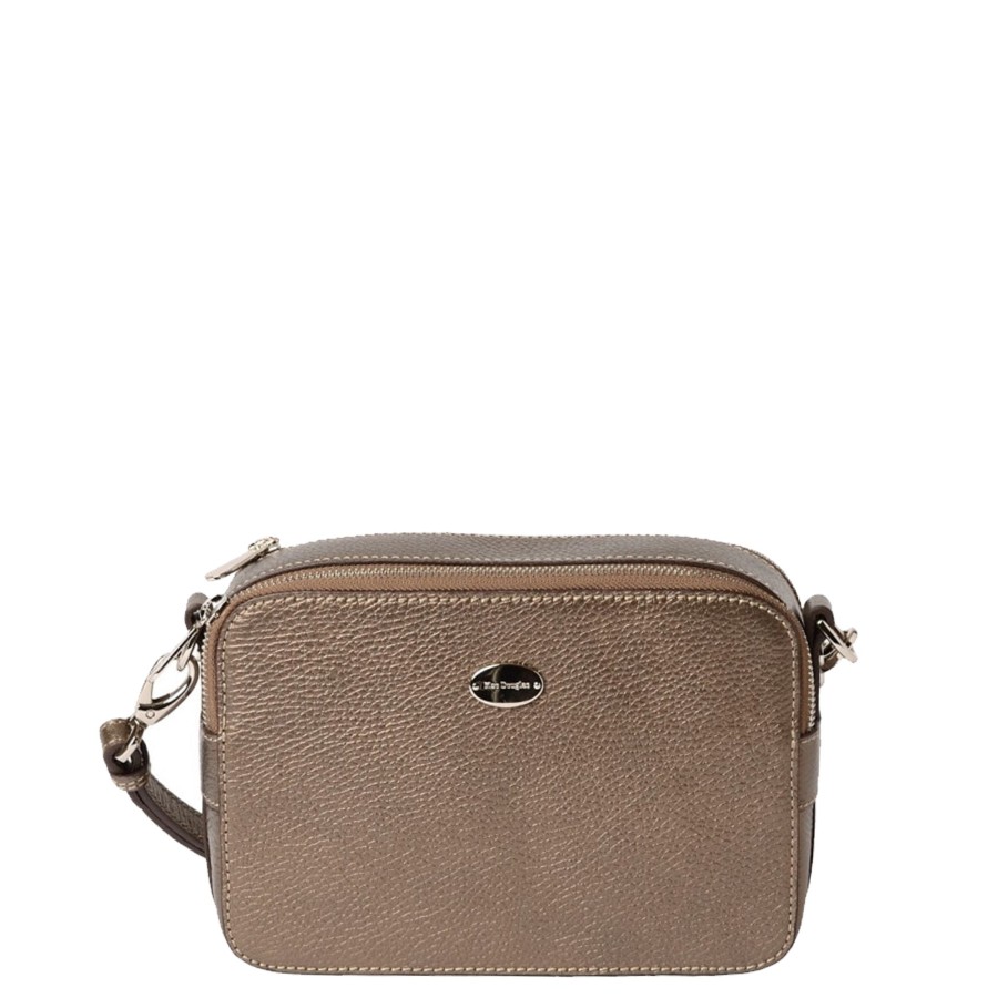 Femme Mac Douglas Sac Porte Bandouliere / Porte Travers | Sac Travers En Cuir Ambassadrice S Buni Mac Douglas Brun Metal