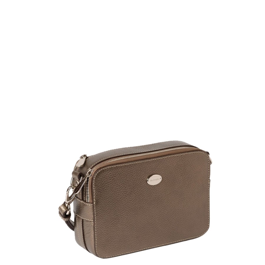 Femme Mac Douglas Sac Porte Bandouliere / Porte Travers | Sac Travers En Cuir Ambassadrice S Buni Mac Douglas Brun Metal