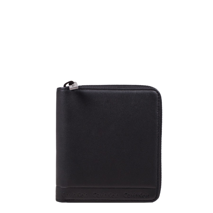 Homme Calvin Klein Porte Cartes | Portefeuille Zippe En Cuir Arthur