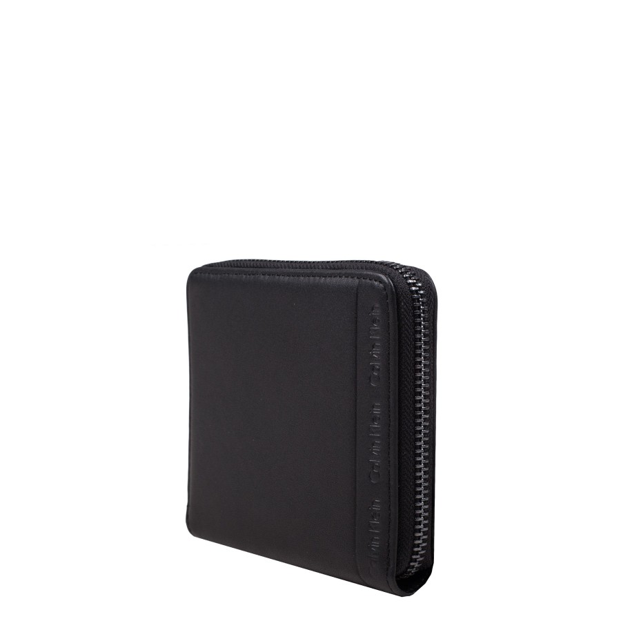 Homme Calvin Klein Porte Cartes | Portefeuille Zippe En Cuir Arthur