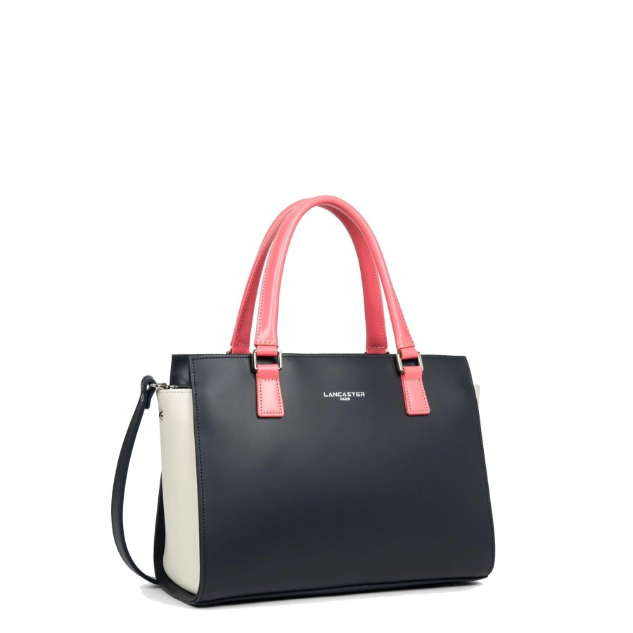 Femme Lancaster Sac Porte Main | Sac A Main En Cuir Smooth Lancaster Bleu Multi