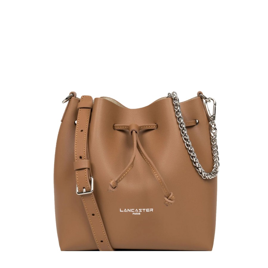 Femme Lancaster Sac Porte Main | Sac Seau En Cuir Pur City Lancaster Camel