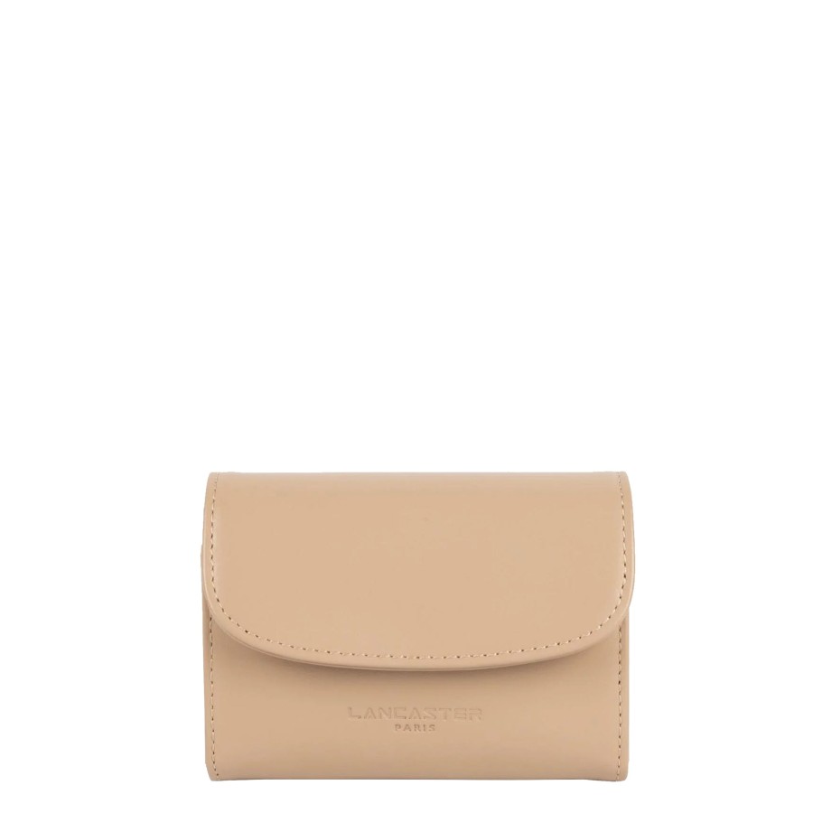 Femme Lancaster Portefeuille | Portefeuille En Cuir Paris Pm Lancaster Beige Fonce