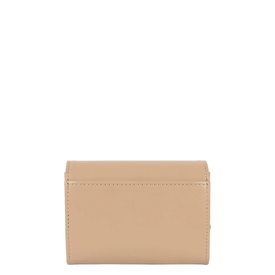 Femme Lancaster Portefeuille | Portefeuille En Cuir Paris Pm Lancaster Beige Fonce