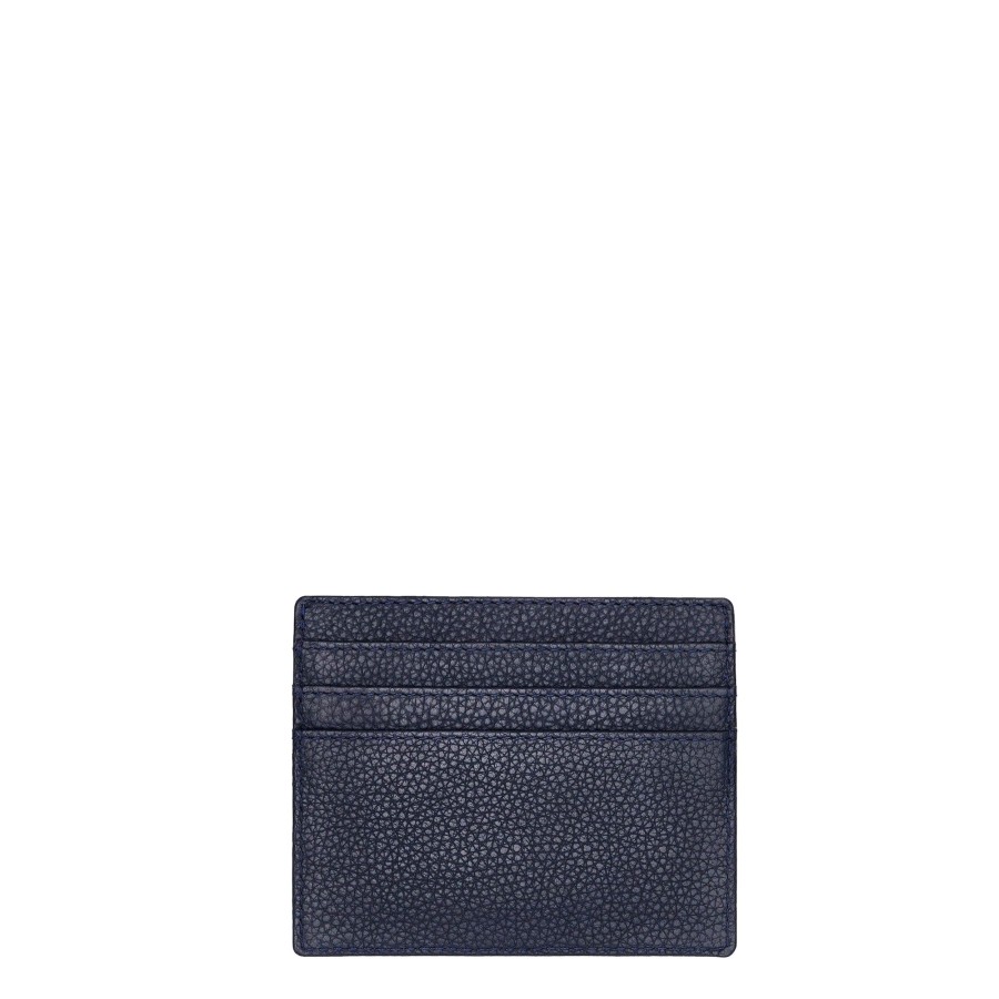 Homme Hugo Boss Porte Cartes | Porte Cartes En Cuir Classic Grained Hugo Boss Bleu