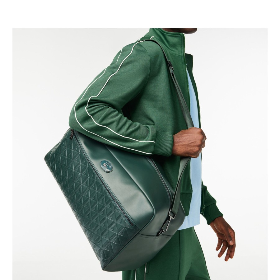 Homme Lacoste Sac De Voyage | Sac Week End En Cuir Nomogramme Lacoste