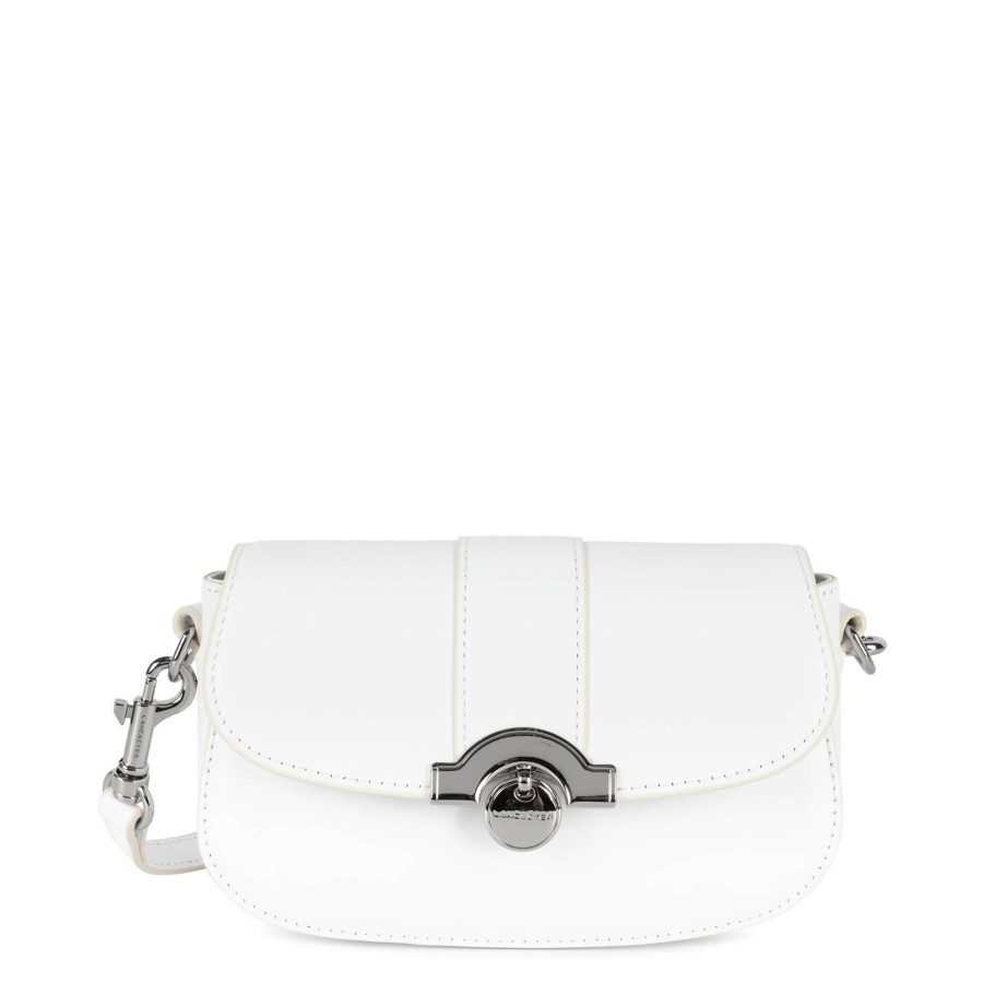 Femme Lancaster Sac Porte Bandouliere / Porte Travers | Sac Travers En Cuir Paris Medaille Lancaster Blanc