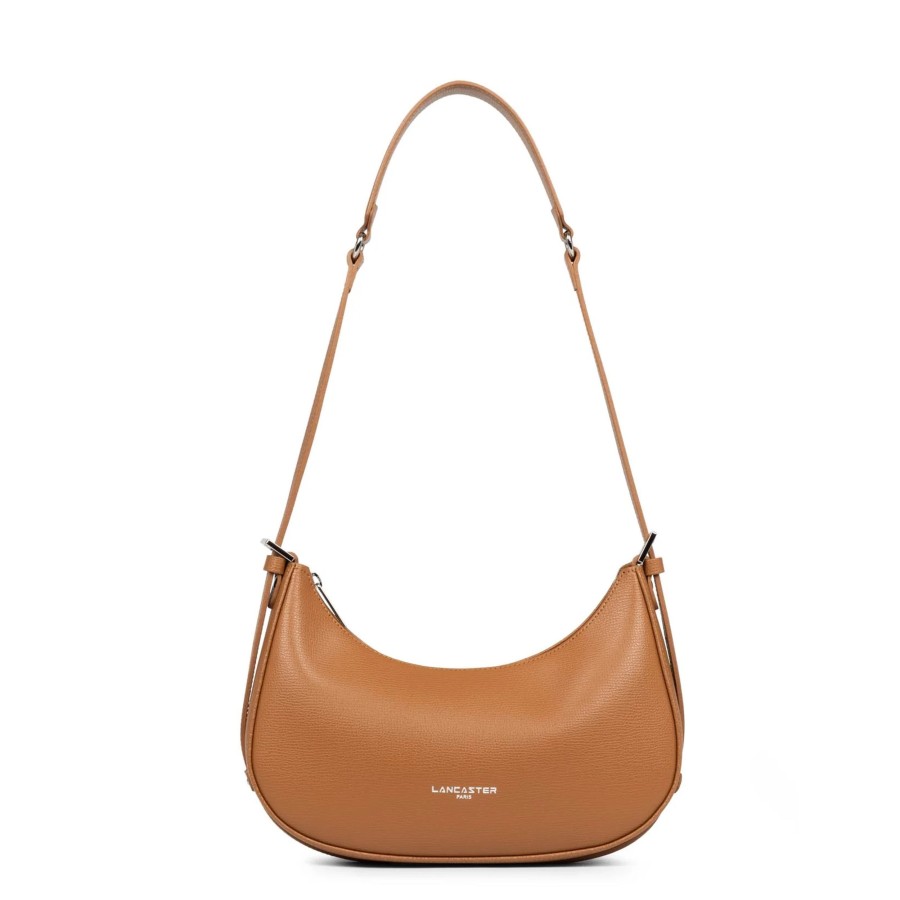 Femme Lancaster Sac Porte Bandouliere / Porte Travers | Sac Travers Demi Lune En Cuir Sierra Lancaster Camel