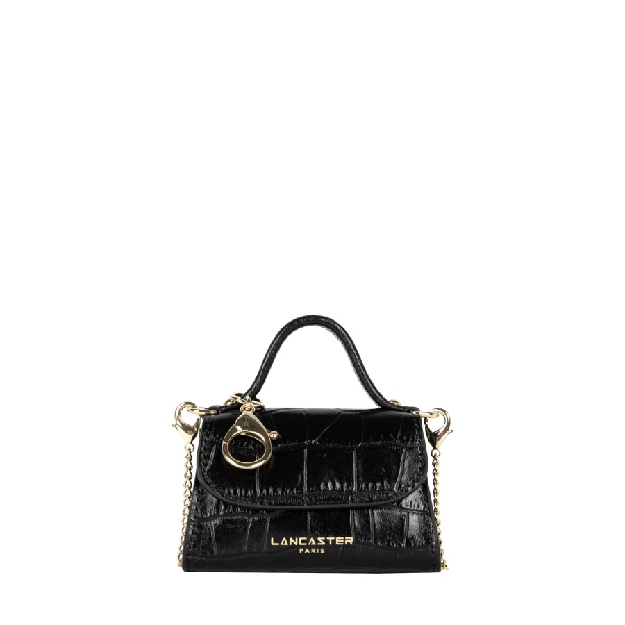 Femme Lancaster Porte Monnaie | Porte Monnaie En Cuir Exotic Croco Lancaster Noir