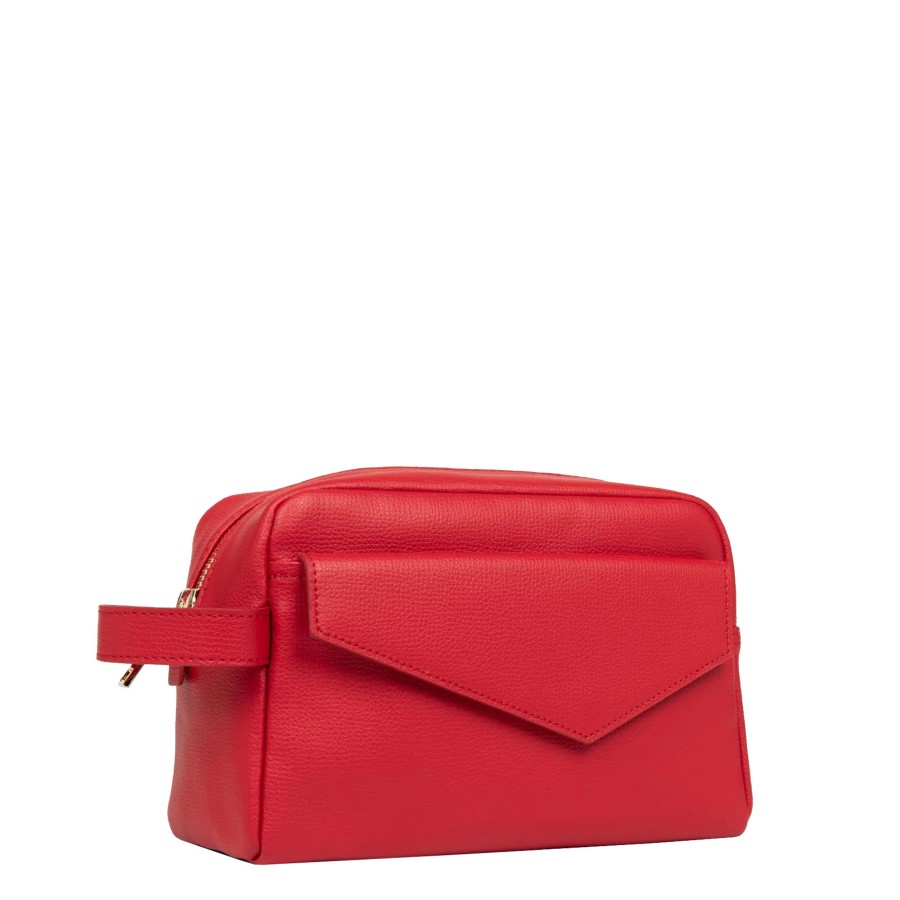 Bagages Lancaster Trousse De Toilette | Trousse De Toilette En Cuir Zoe Lancaster Rouge