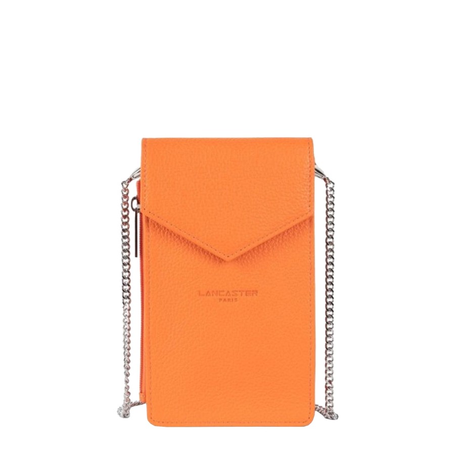 Femme Lancaster Pochette | Etui Telephone En Cuir Foulonne Pm Lancaster Orange