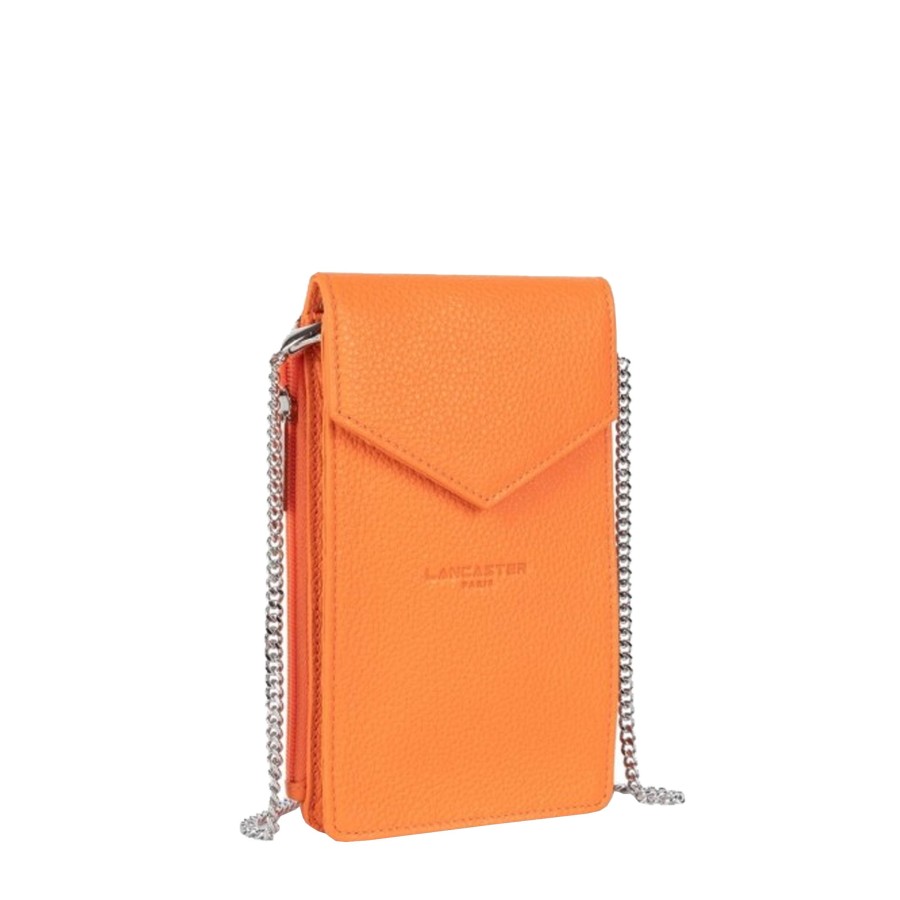 Femme Lancaster Pochette | Etui Telephone En Cuir Foulonne Pm Lancaster Orange