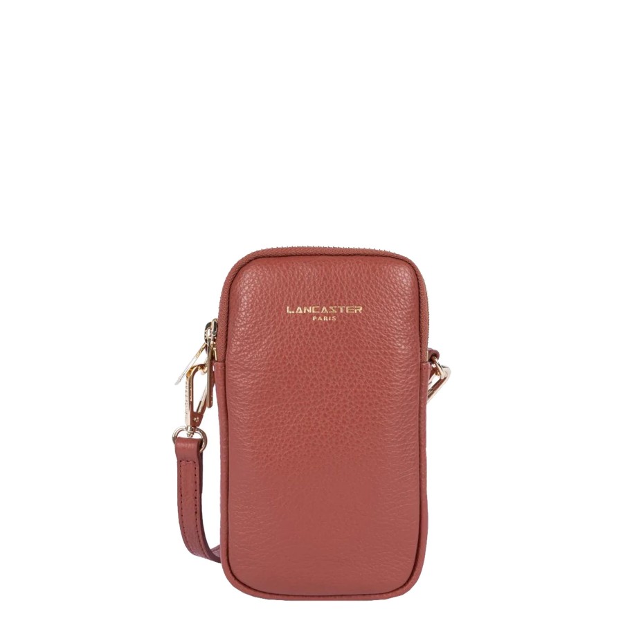 Femme Lancaster Pochette | Pochette Telephone En Cuir Dune Lancaster Rouge