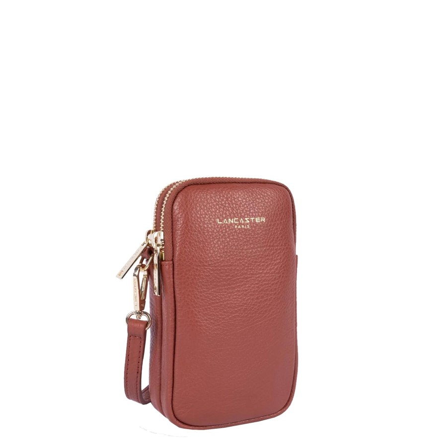 Femme Lancaster Pochette | Pochette Telephone En Cuir Dune Lancaster Rouge