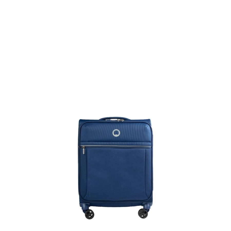 Bagages Delsey Valise 4 Roues Souple | Valise Cabine Slim 55Cm Brochant 2.0 Bleu