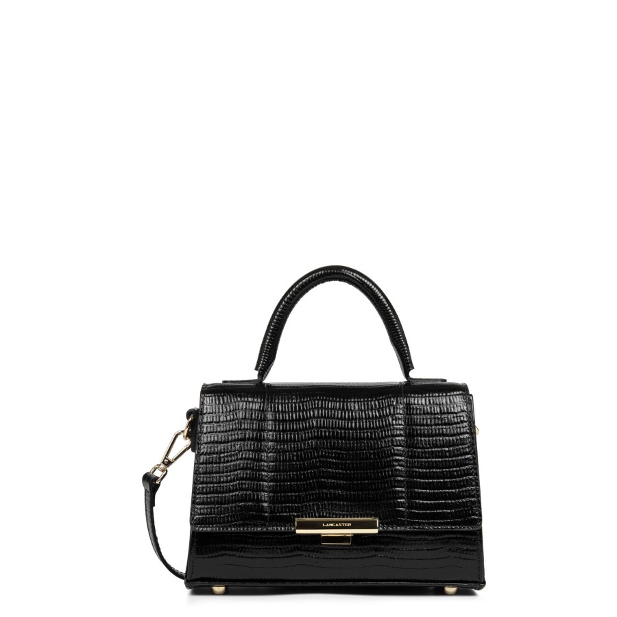 Femme Lancaster Sac Porte Main | Petit Sac A Main En Cuir Exotic Trinity Lancaster Noir