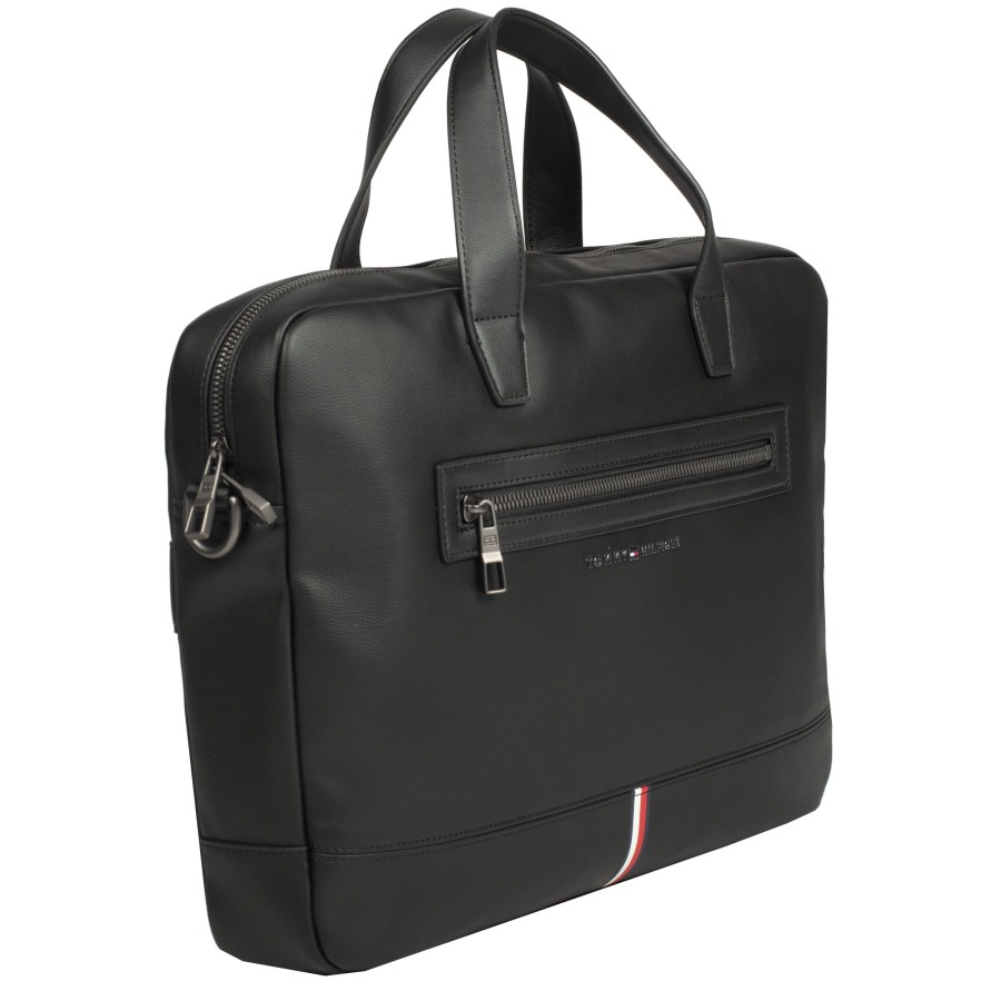 Homme Tommy Hilfiger Serviette/Cartable | Porte Ordinateur Noir Th Corporate Tommy Hilfiger