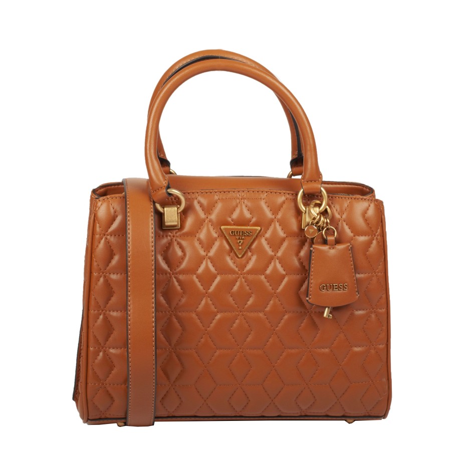 Femme Guess Sac Porte Main | Sac A Main Elenia Guess Cognac