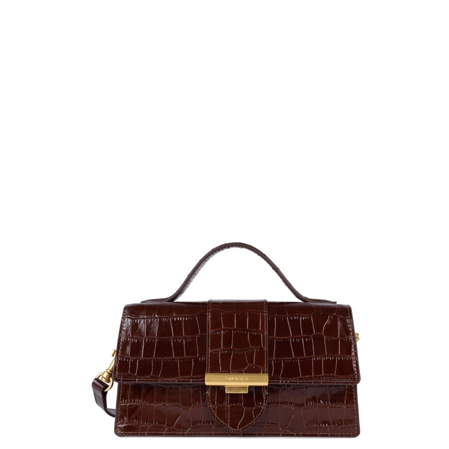 Femme Lancaster Sac Porte Main | Sac Baguette En Cuir Exotic Ily Lancaster Marron