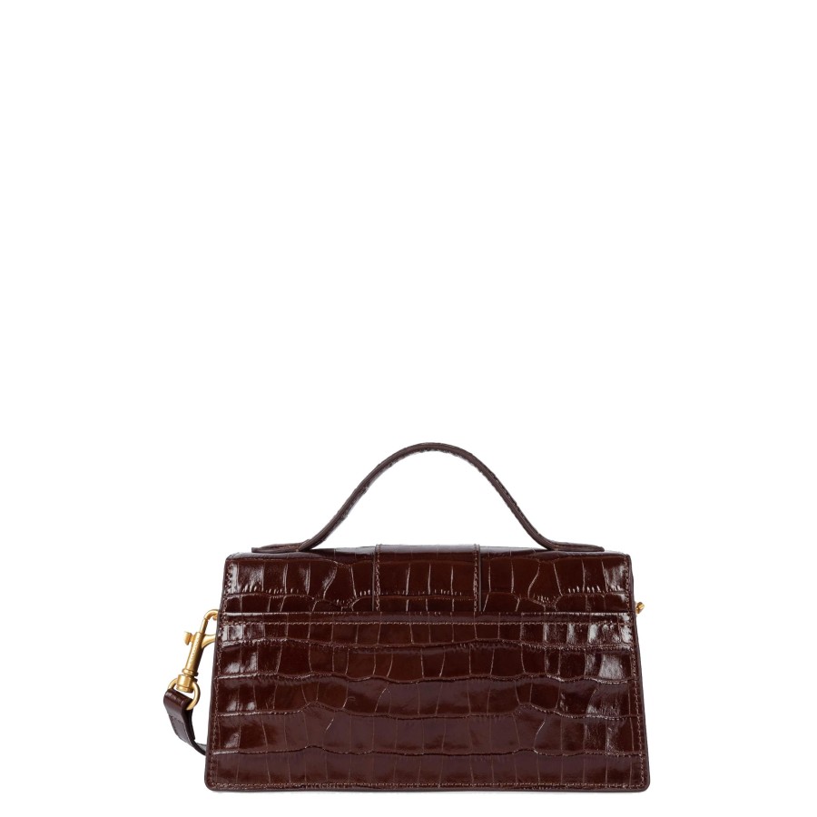 Femme Lancaster Sac Porte Main | Sac Baguette En Cuir Exotic Ily Lancaster Marron