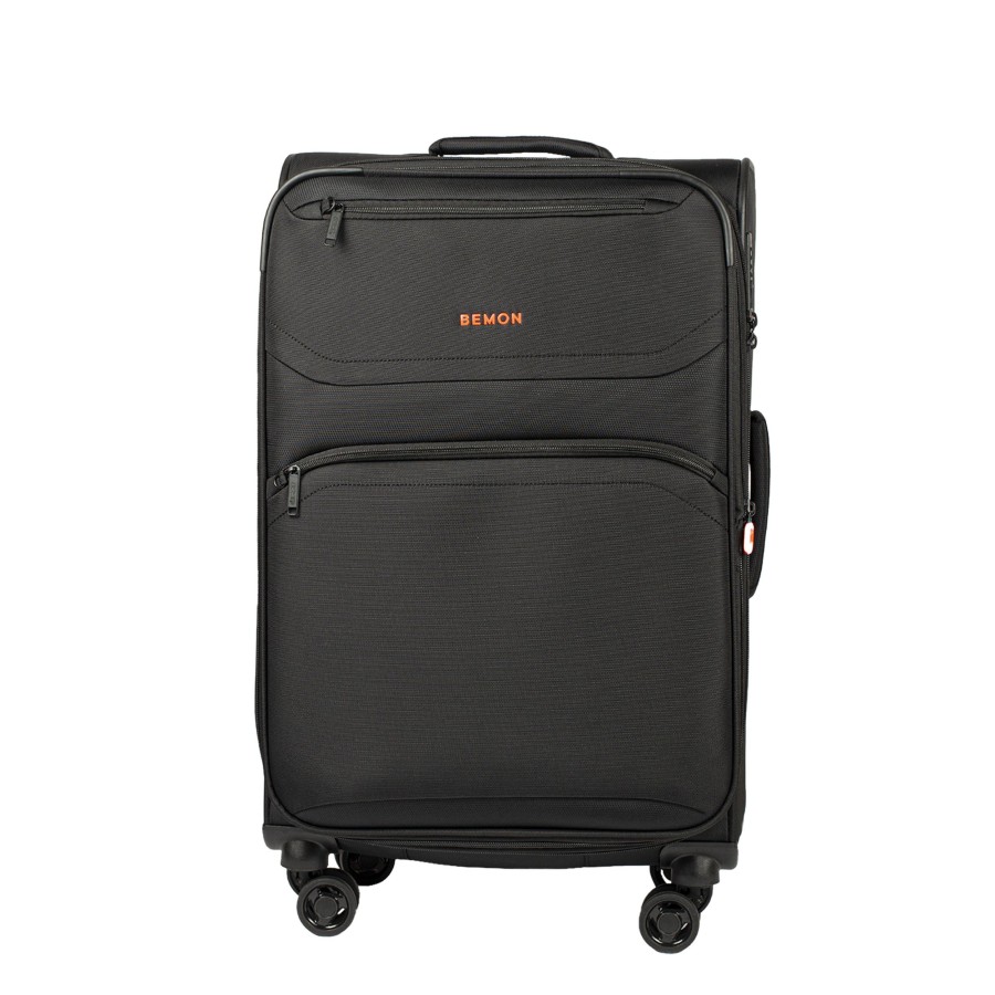 Bagages Bemon Valise 4 Roues Souple | Grande Valise Extensible 4 Roues 88Cm Menton Bemon Noir