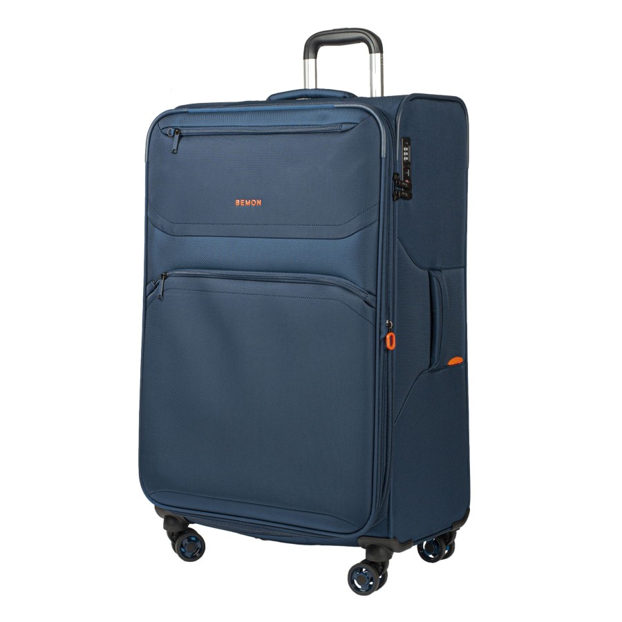 Bagages Bemon Valise 4 Roues Souple | Grande Valise Extensible 4 Roues 88Cm Menton Bemon Bleu