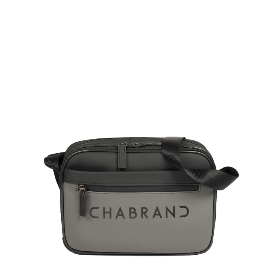 Homme Chabrand Sacoche Bandouliere | Sacoche 2 Compartiments Touch Bis Chabrand Gris/Noir