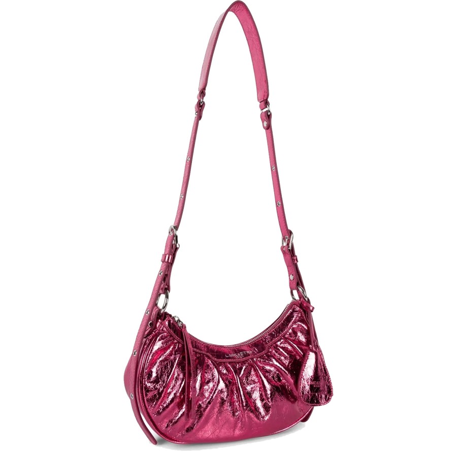 Femme Lancaster Sac Porte Epaule | Petit Sac Demi Lune En Cuir Retro & Glam Lancaster Rose Nacre