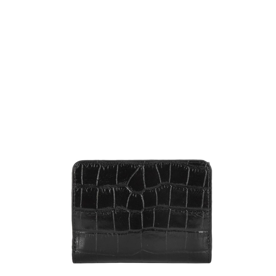 Femme Lancaster Portefeuille | Portefeuille En Cuir Exotic Croco Lancaster Noir