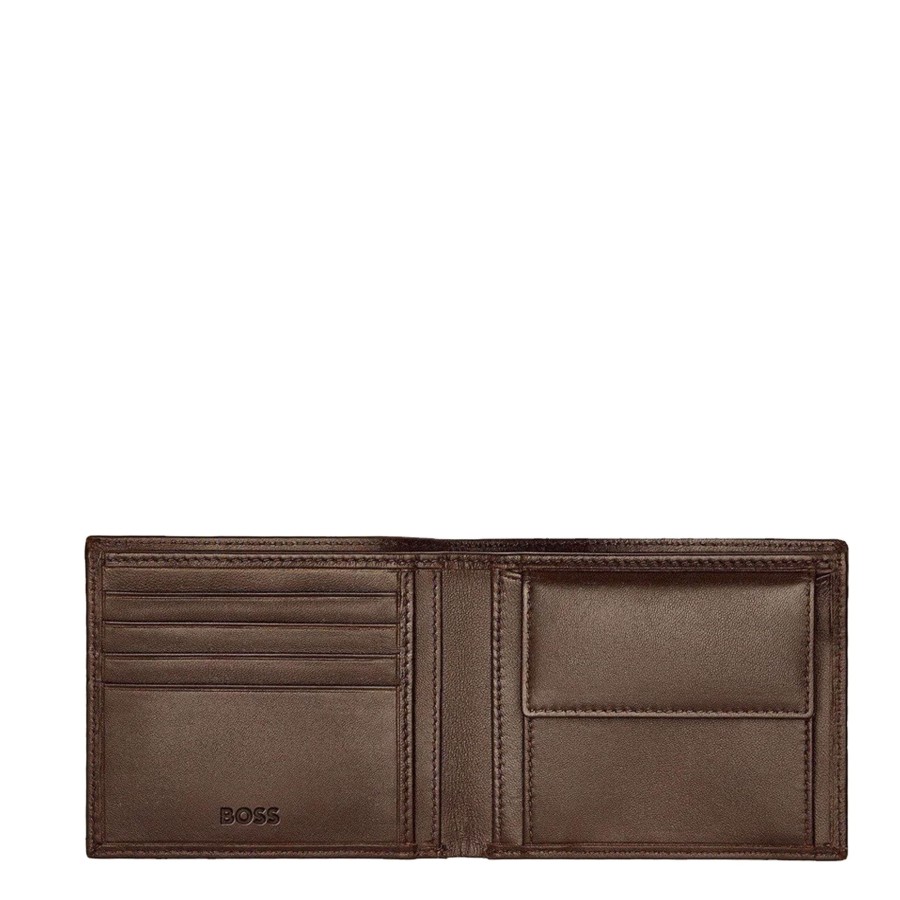 Homme Hugo Boss Portefeuille | Portefeuille Italien En Cuir Classic Smooth Hugo Boss Marron