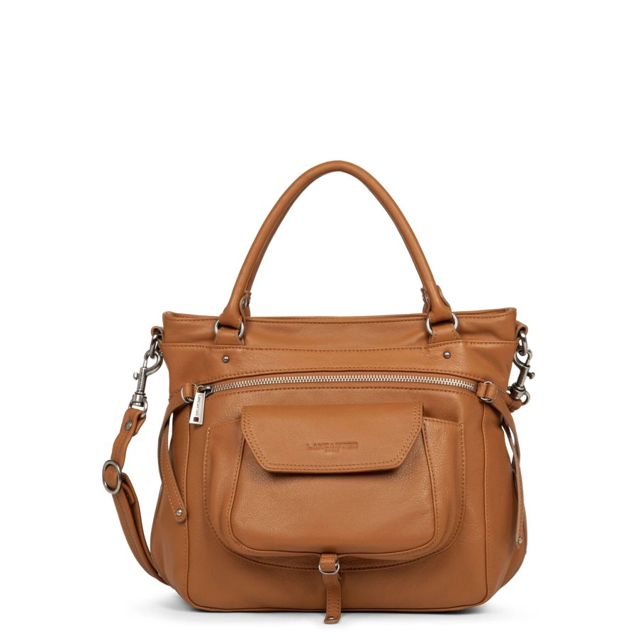 Femme Lancaster Sac Porte Bandouliere / Porte Travers | Sac A Main En Cuir Soft Vintage Nova Lancaster Camel