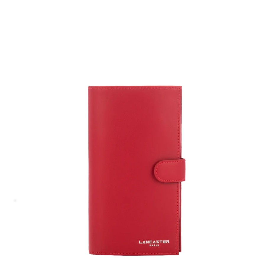 Femme Lancaster Tout En Un | Porte Chequier En Cuir Smooth Lancaster Rouge