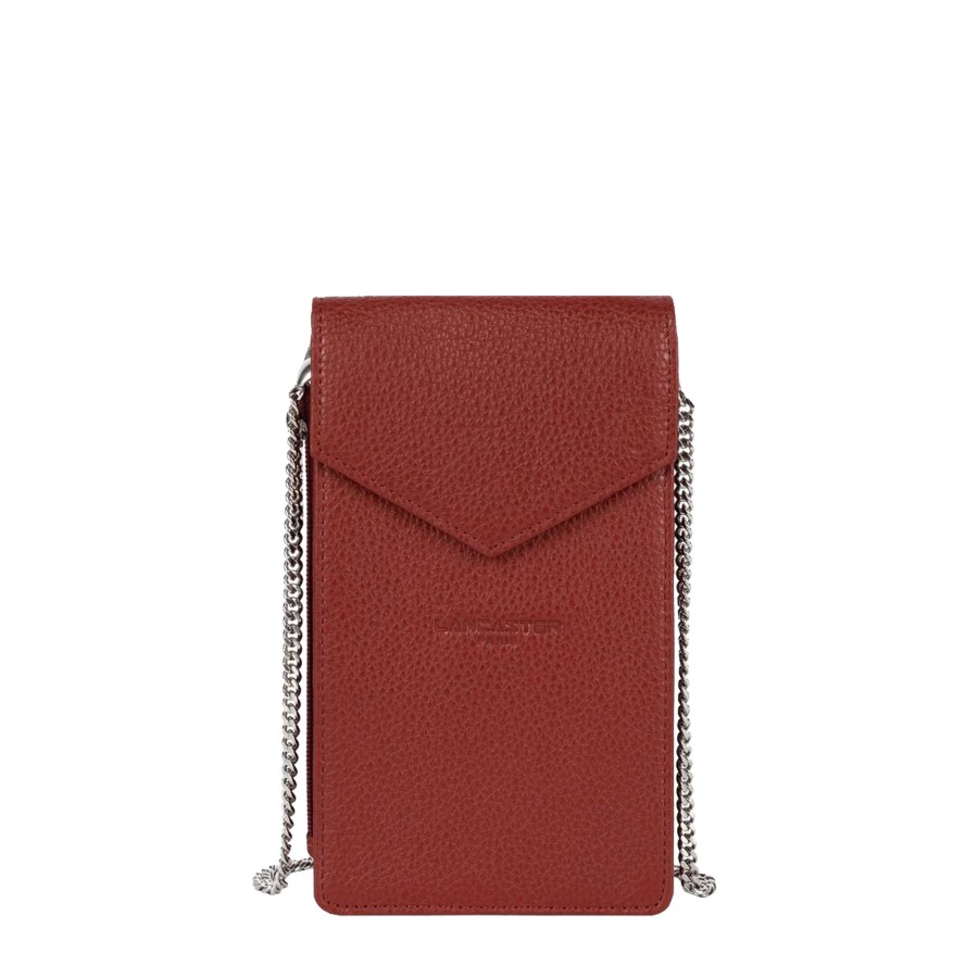 Femme Lancaster Pochette | Etui Telephone En Cuir Foulonne Pm Lancaster Carmin