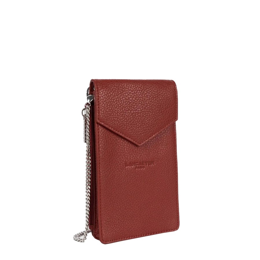 Femme Lancaster Pochette | Etui Telephone En Cuir Foulonne Pm Lancaster Carmin