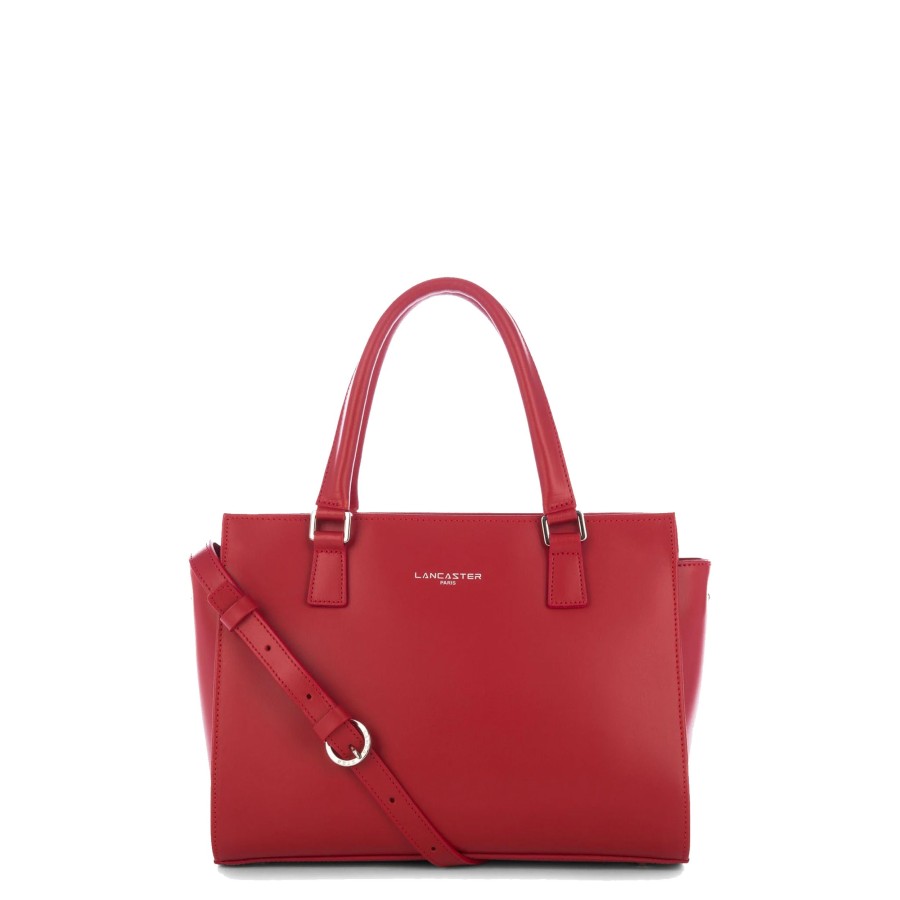 Femme Lancaster Sac Porte Main | Sac A Main En Cuir Smooth Lancaster Rouge