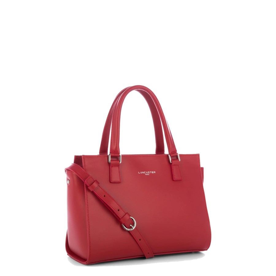 Femme Lancaster Sac Porte Main | Sac A Main En Cuir Smooth Lancaster Rouge