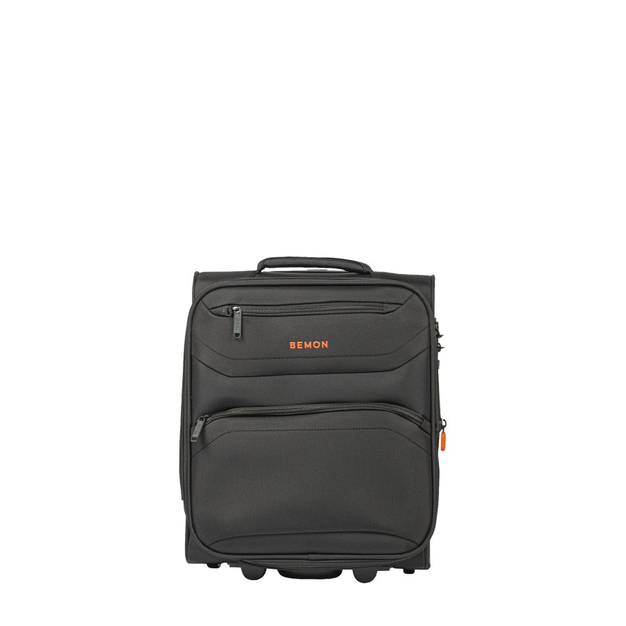 Bagages Bemon Valise 2 Roues Souple | Valise Cabine Underseater Extensible 2 Roues 45Cm Menton Bemon Noir