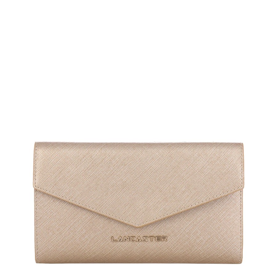 Femme Lancaster Portefeuille | Compagnon En Cuir Saffiano Signature Lancaster Champagne