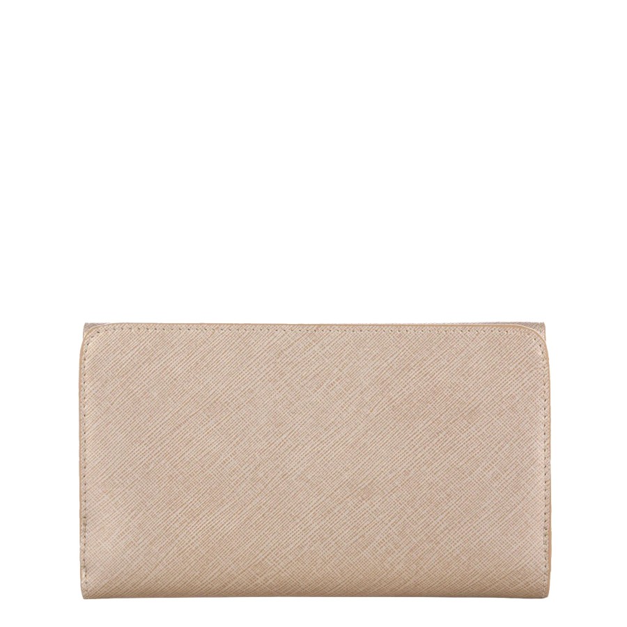 Femme Lancaster Portefeuille | Compagnon En Cuir Saffiano Signature Lancaster Champagne