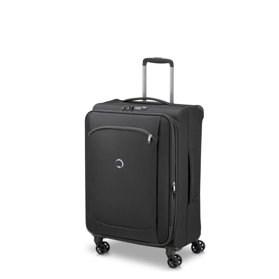 Bagages Delsey Valise 4 Roues Souple | Valise Souple Extensible 68Cm Montmartre Air 2.0 Delsey Noir