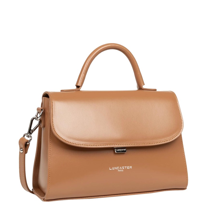 Femme Lancaster Sac Porte Main | Sac A Main En Cuir Suave Even Lancaster Camel