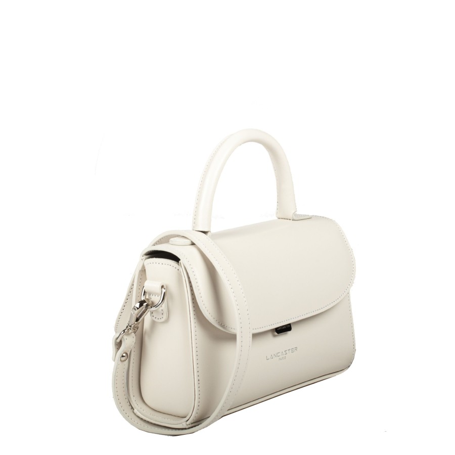 Femme Lancaster Sac Porte Main | Petit Sac A Main En Cuir Suave Even Lancaster Ecru