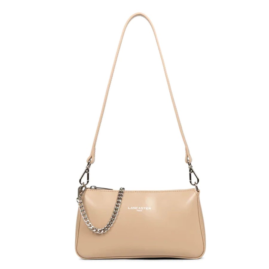 Femme Lancaster Sac Porte Epaule | Pochette En Cuir Suave Even Lancaster Beige Fonce