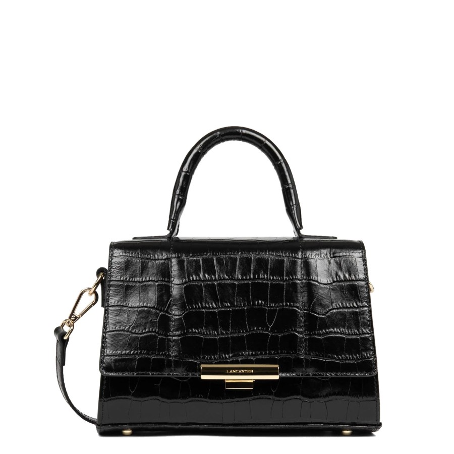 Femme Lancaster Sac Porte Main | Sac A Main En Cuir Exotic Trinity Lancaster Noir