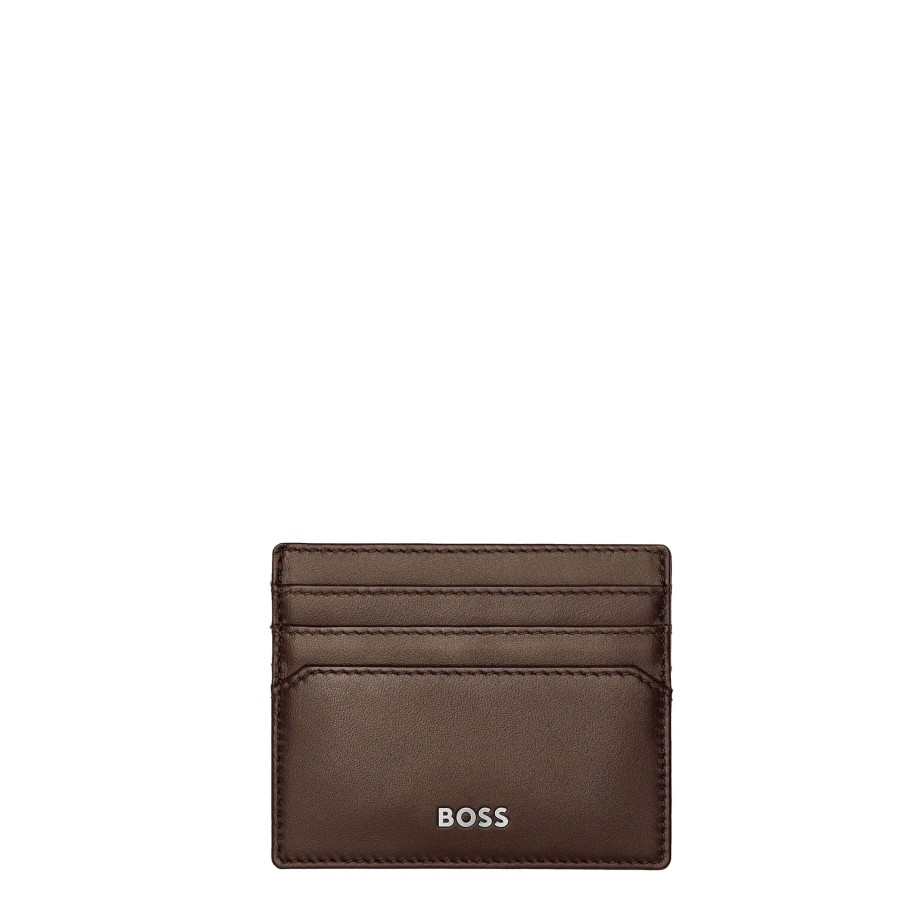 Homme Hugo Boss Porte Cartes | Porte Cartes En Cuir Classic Smooth Hugo Boss Marron